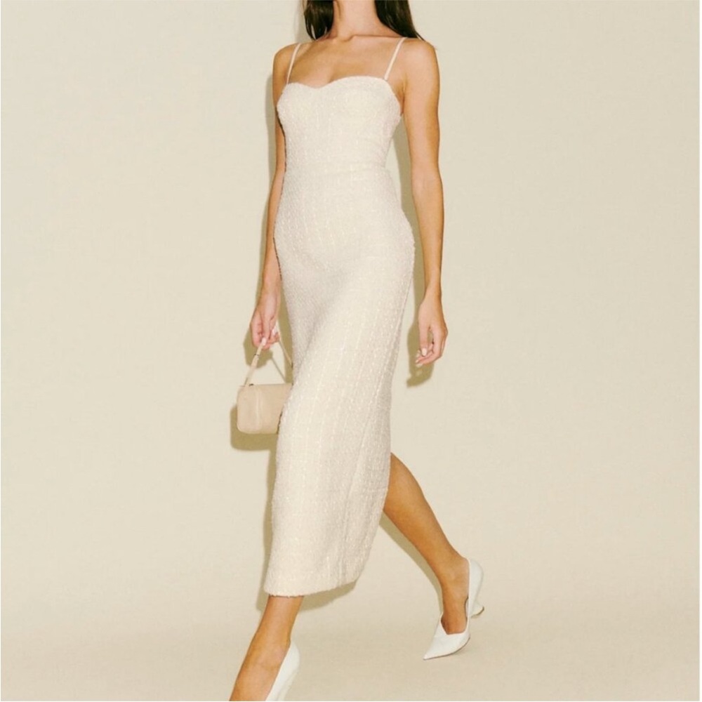 Reformation Cream Midi Slip Dress
